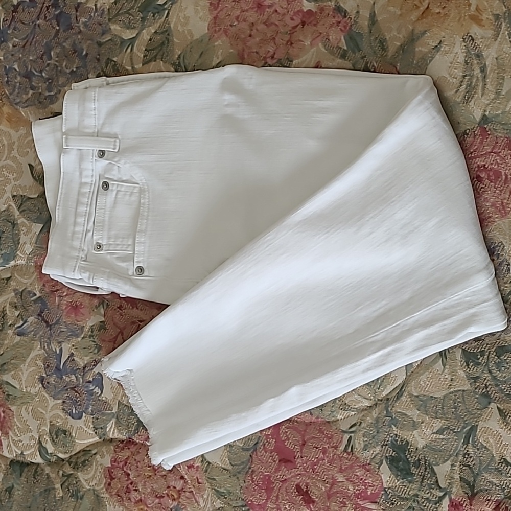 J.Crew White Womens Jeans Size 29 8" Midrise Skinny Stretch Raw Hem 2% Elastane - Picture 2 of 9